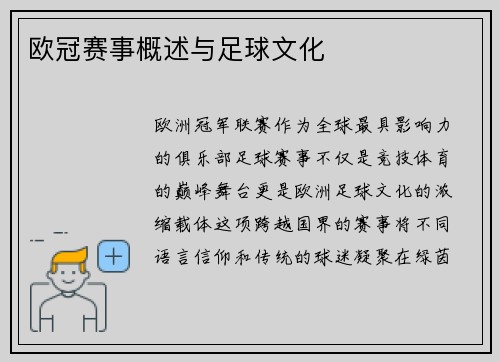 欧冠赛事概述与足球文化